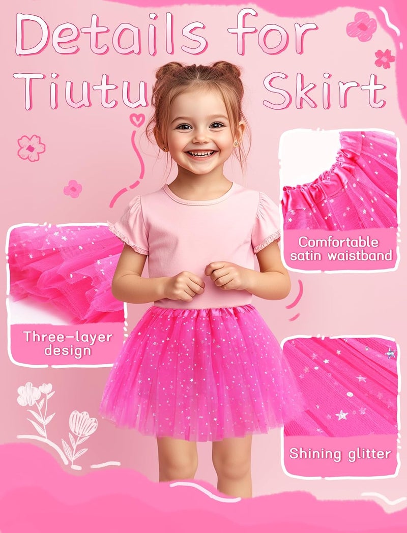 Lainlight Store Tutu for Girls Stars Sequins Princess Ballet Dress Tulle Skirt for Girls 4-12 Years 3 Layered - Image 3
